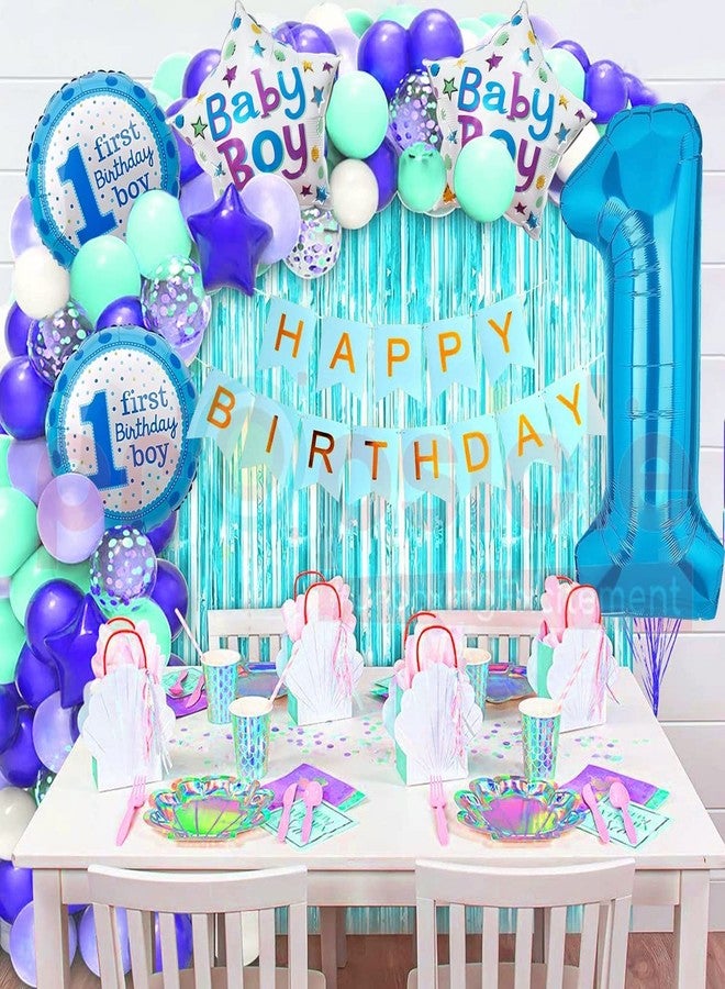 بروبسيكل مجموعة بالونات عيد ميلاد للأطفال من رقائق معدنية زرقاء، تتضمن 5 قطع، بتصميم عيد الميلاد الأول، وشعار الأمير، ورقم 1. تتضمن المجموعة بالونات هيليوم زرقاء اللون، وشعار الأمير، وشعار الشهر الأول. - Image 5